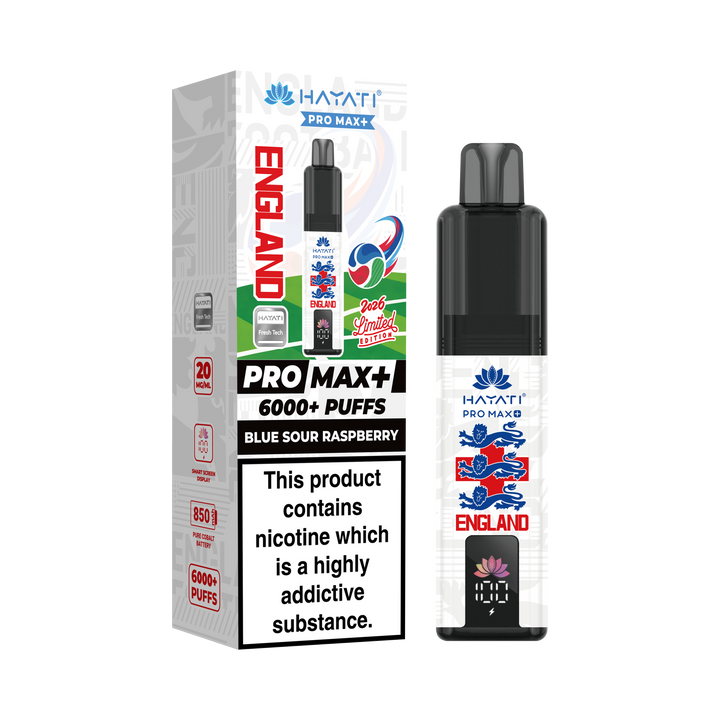 Hayati® Pro Max+ 6000+ Vape Kit  World Cup Limited Edition - England (20mg)