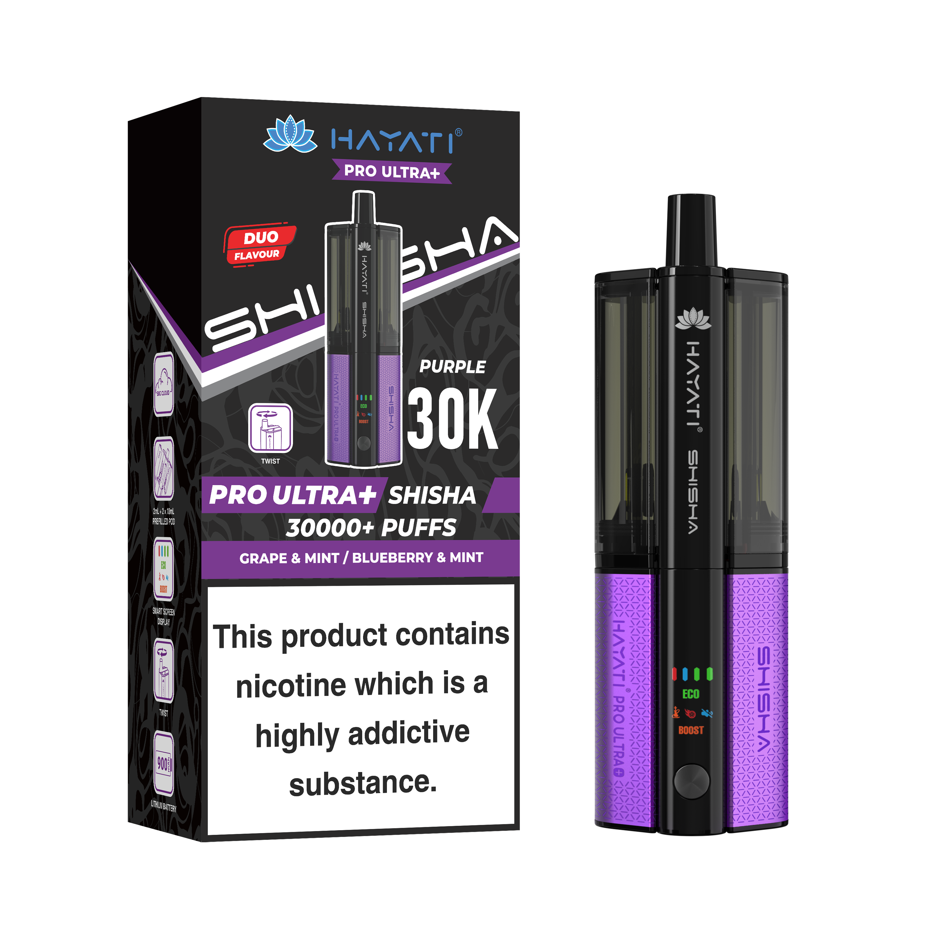 Hayati® Pro Ultra+ Shisha 30000+ Vape Kit (5mg)