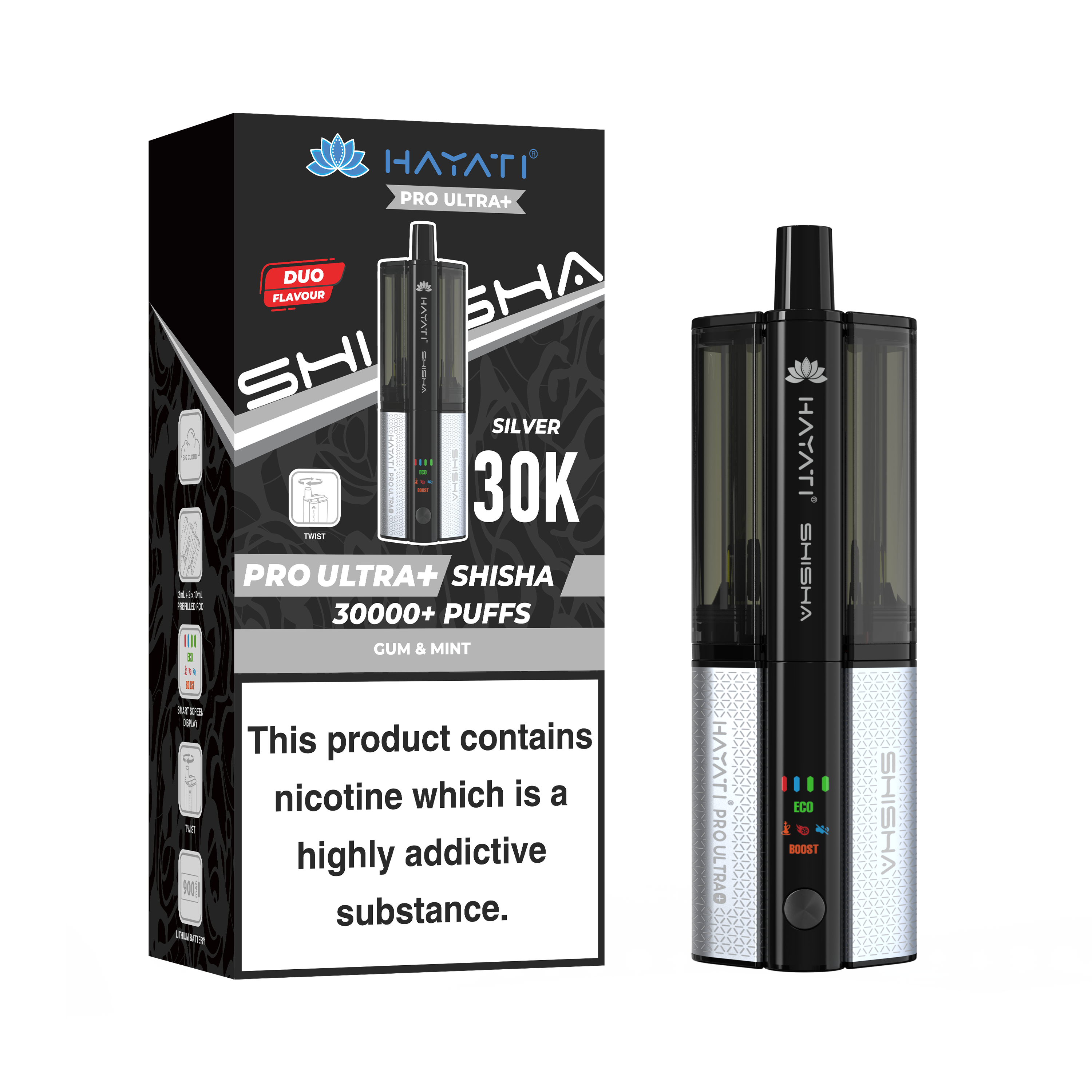 Hayati® Pro Ultra+ Shisha 30000+ Vape Kit (5mg)