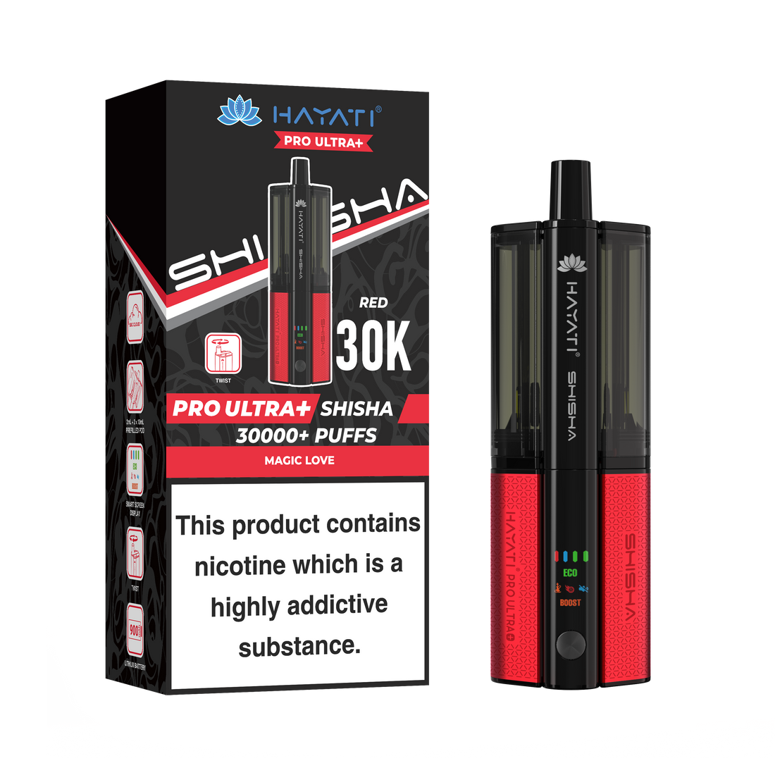 Hayati® Pro Ultra+ Shisha 30000+ Vape Kit (5mg)