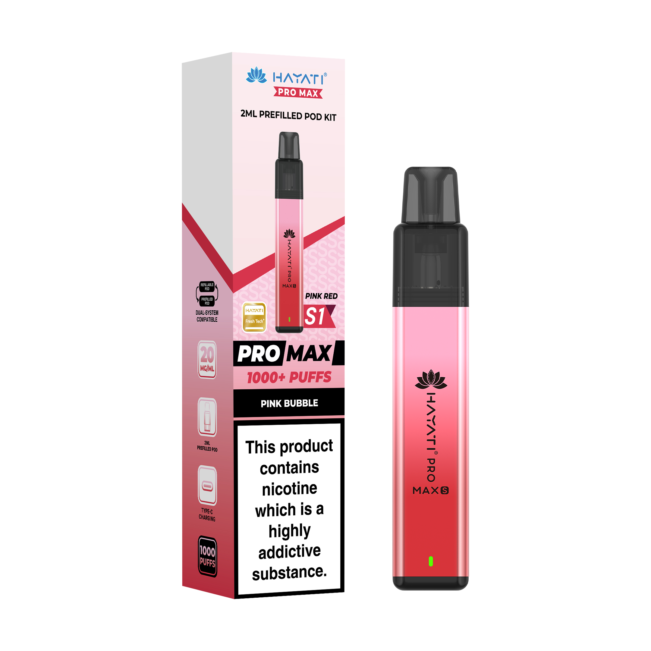 Hayati® Pro Max S1 1000+ Vape Kit (20mg)