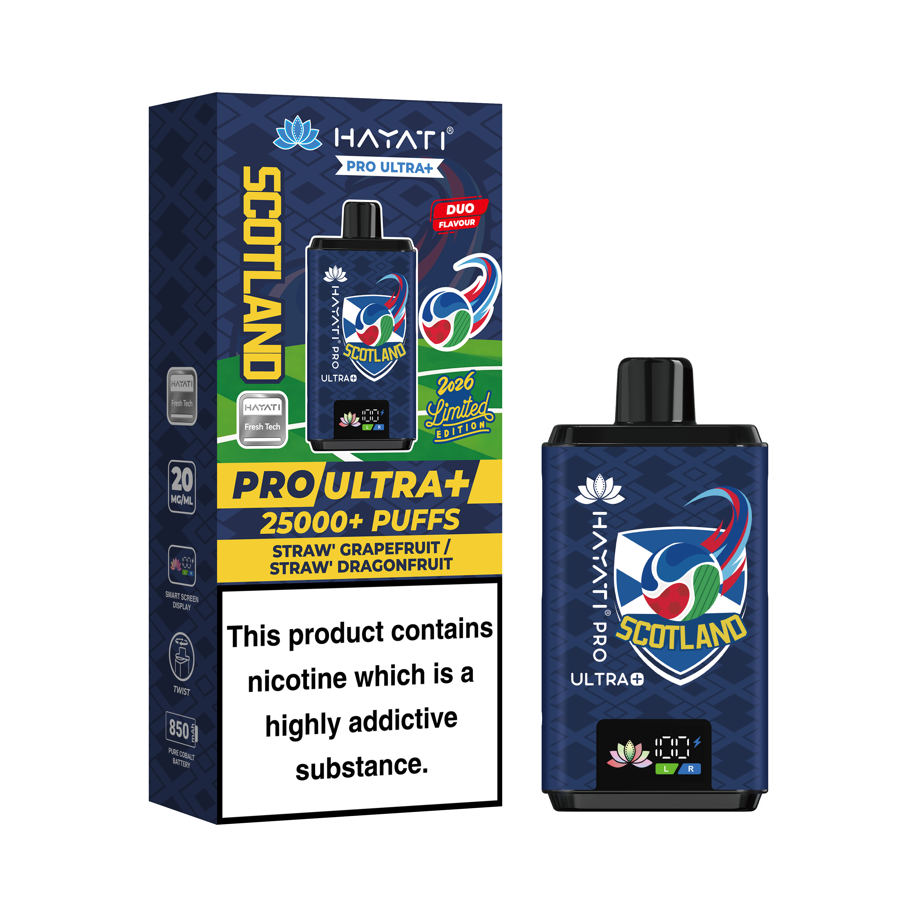 Hayati® Pro Ultra+ 25000+ Vape Kit World Cup Limited Edition - Scotland (20mg)