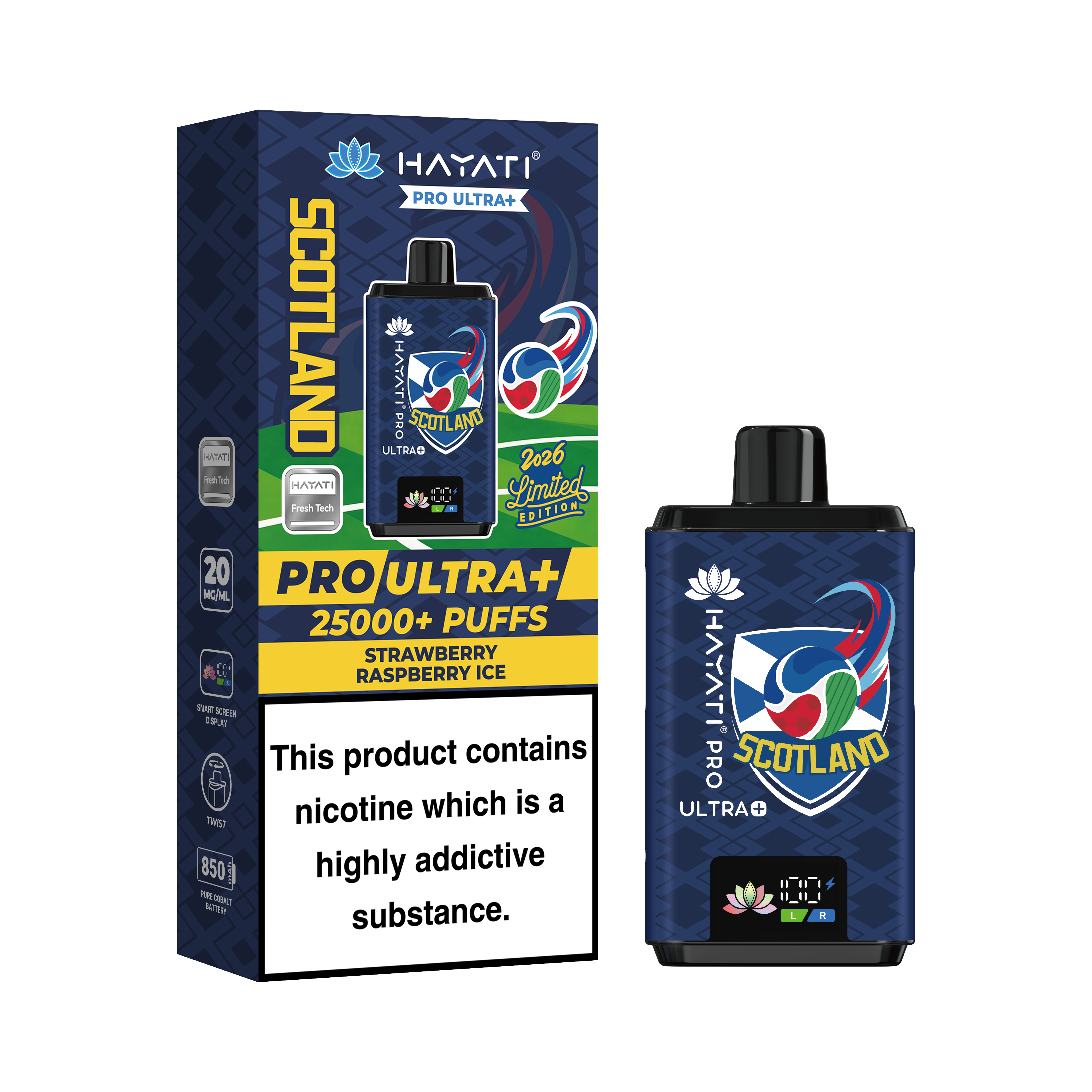 Hayati® Pro Ultra+ 25000+ Vape Kit World Cup Limited Edition - Scotland (20mg)